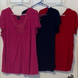 3 for 1! Red, blue, and pink shirts.
